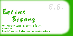 balint bizony business card